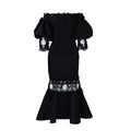 D368 cross-border women's fashion temperament lace off-the-shoulder fishtail party sexy party dress foreign trade dress