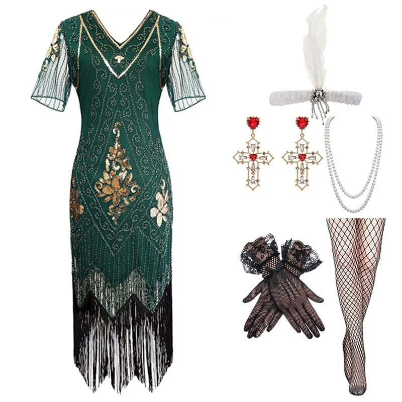 Amazon's New Product 1920S Gatsby Suit Tassel Dress Party Annual Meeting Banquet Party Long Skirt Export