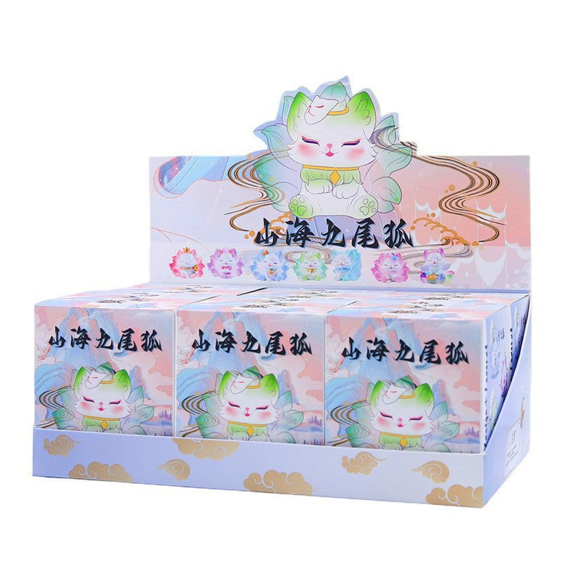 Dahuang nine-tailed fox (with lights) blind box creative tide play desktop small ornaments girlfriends girl heart birthday gift wholesale