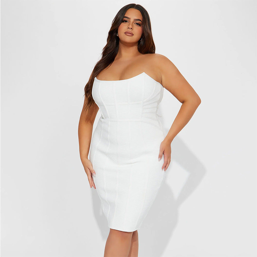 European and american cross-border new tube top sexy slim bandage dress elegant elegant name slow party party party dress