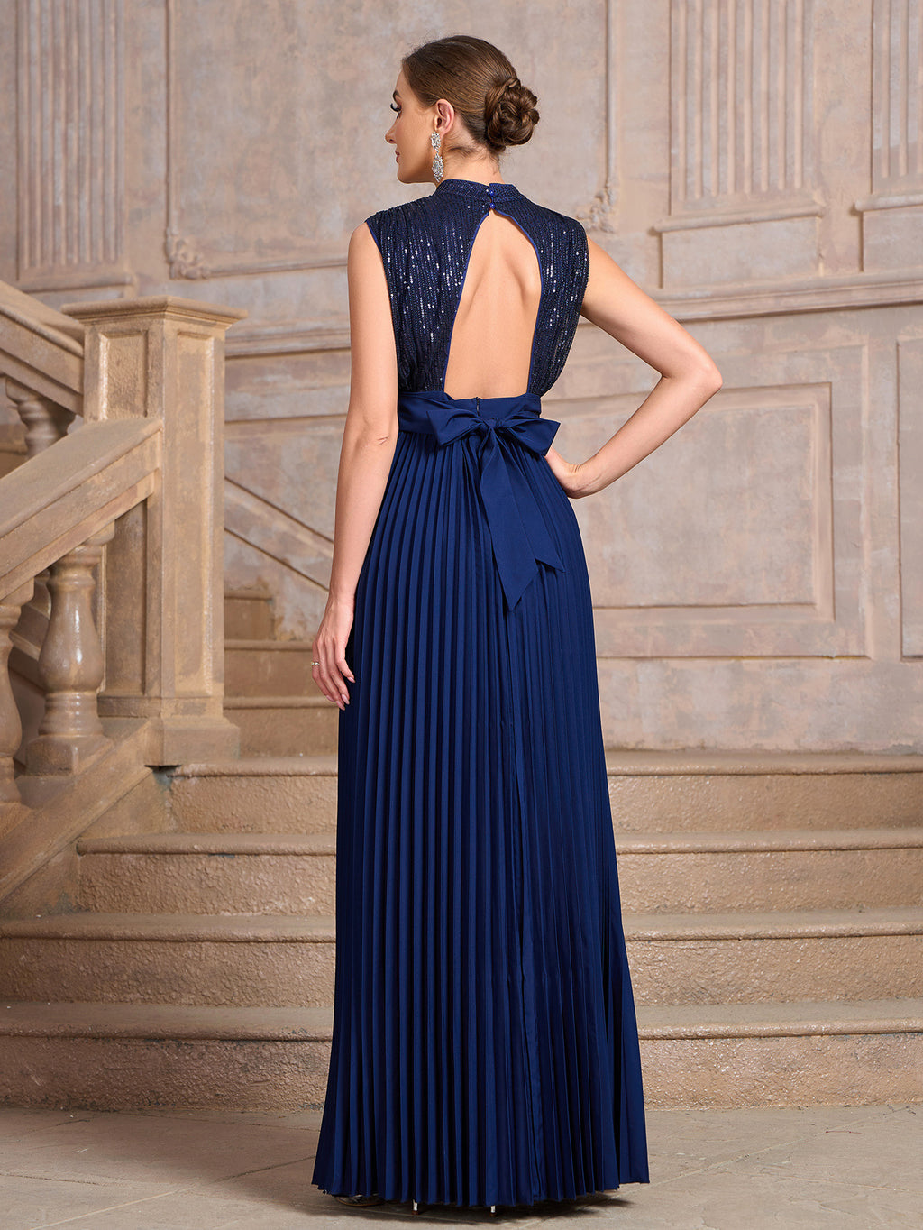 Spring and Summer European and American Foreign Trade New Women's Wish Amazon New Sequin Pleated Banquet Dress Party Wedding
