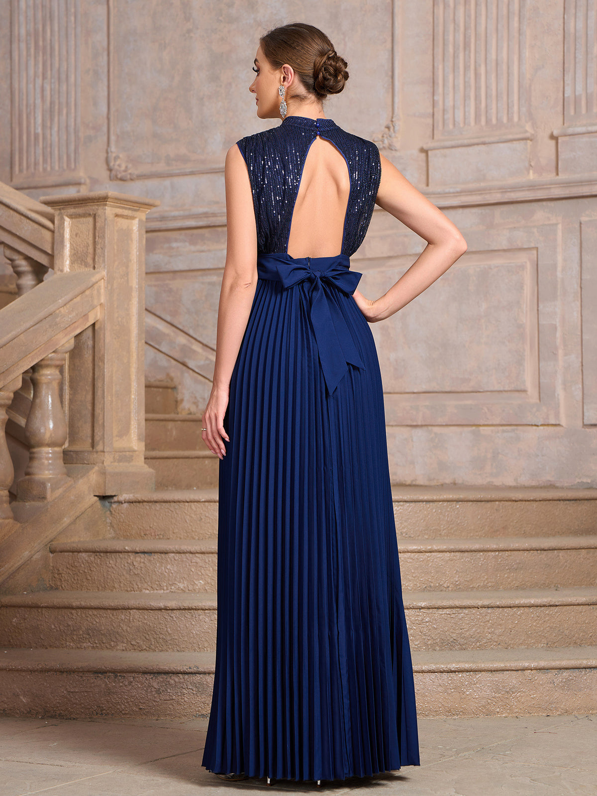 Spring and Summer European and American Foreign Trade New Women's Wish Amazon New Sequin Pleated Banquet Dress Party Wedding