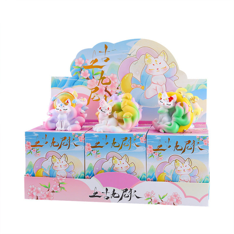 Dahuang nine-tailed fox (with lights) blind box creative tide play desktop small ornaments girlfriends girl heart birthday gift wholesale