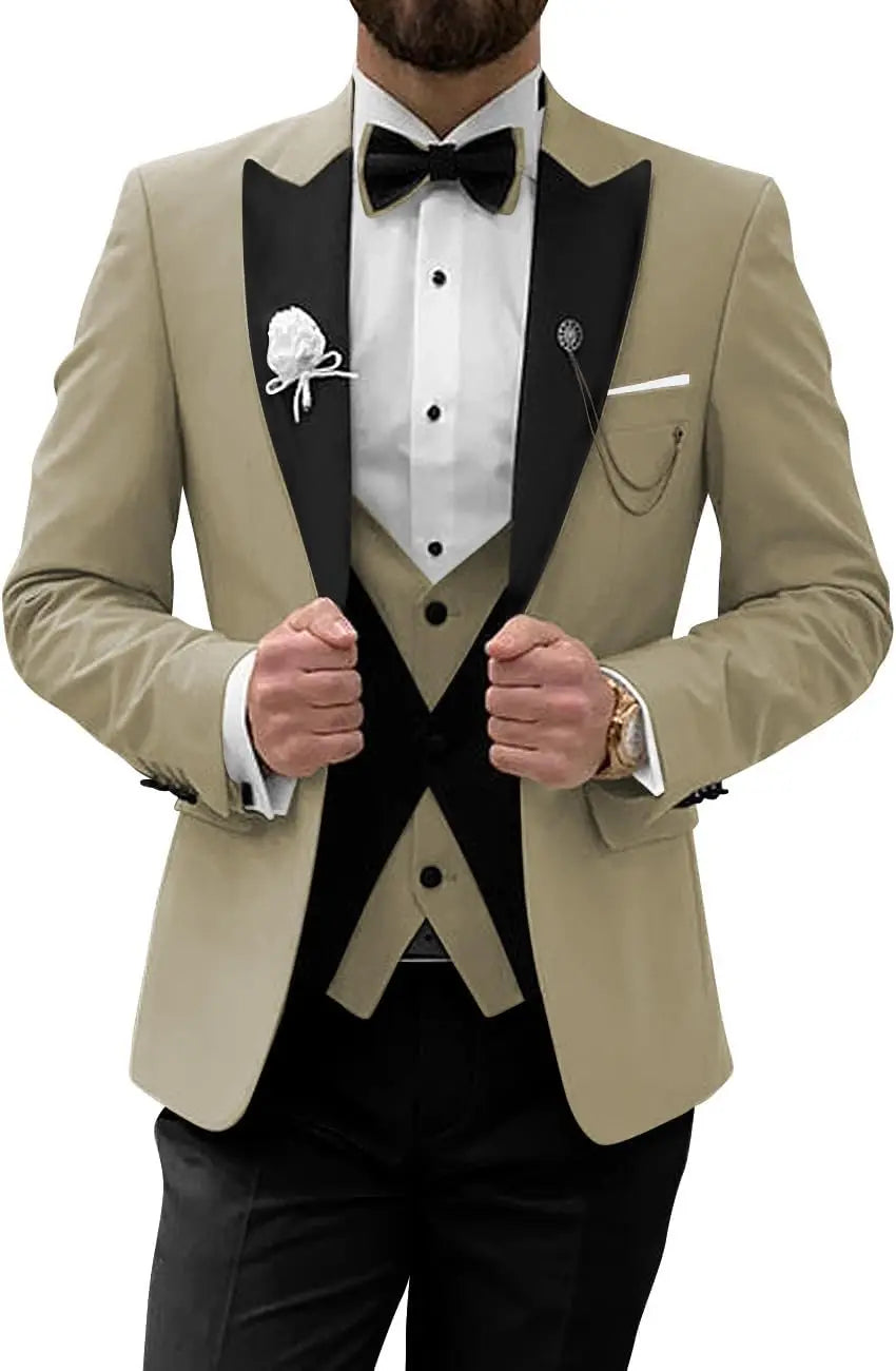 Men's Tuxedo Suit 3 Piece Suits for Men Slim Fit Wedding Prom Tuxedo for Men Formal Business Suit