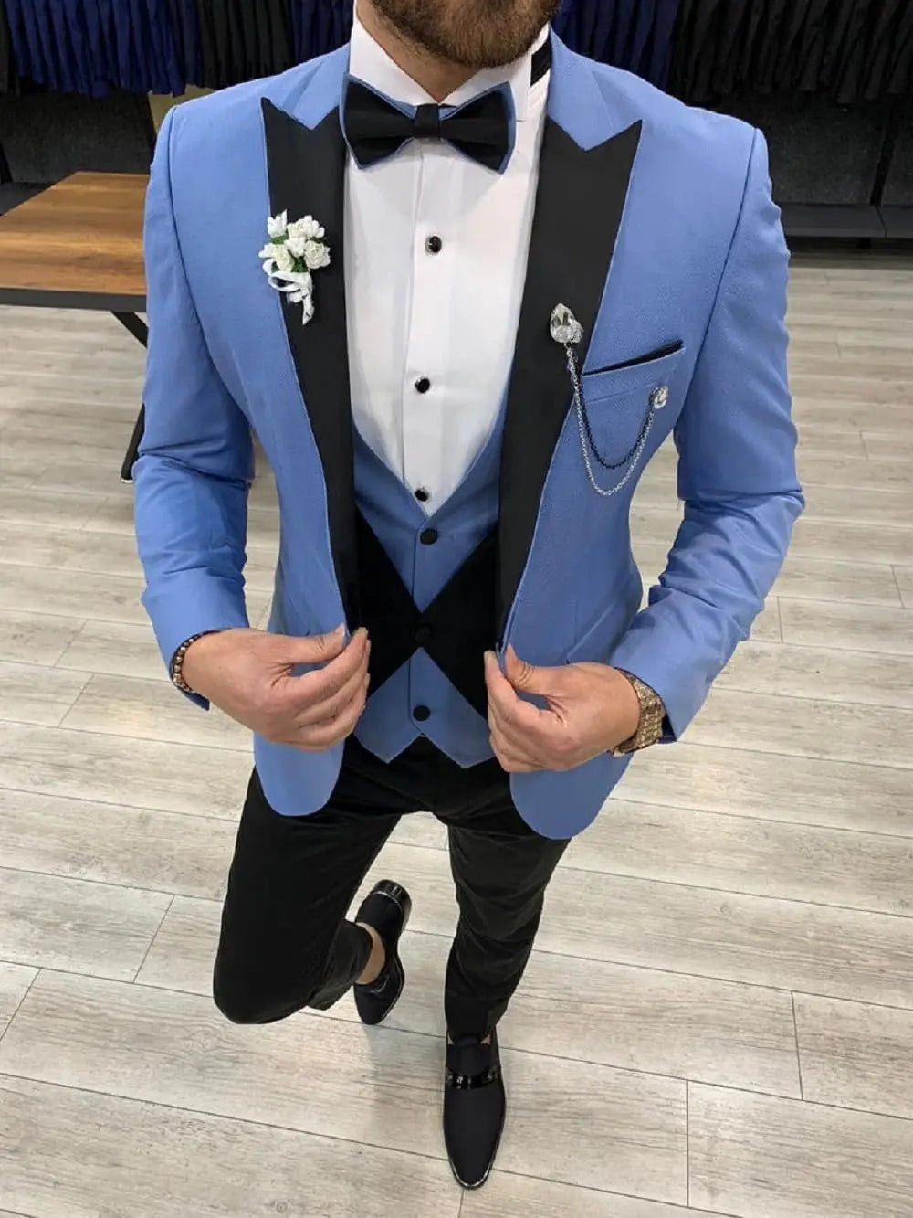 Men's Tuxedo Suit 3 Piece Suits for Men Slim Fit Wedding Prom Tuxedo for Men Formal Business Suit