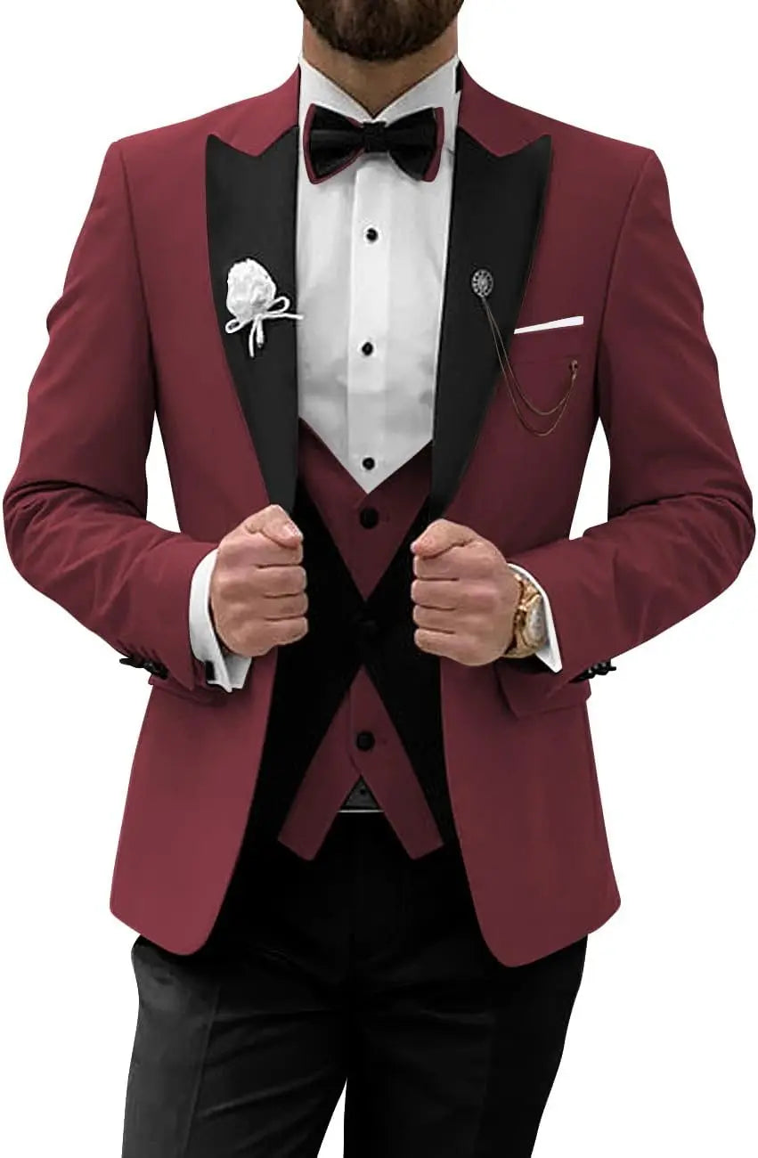 Men's Tuxedo Suit 3 Piece Suits for Men Slim Fit Wedding Prom Tuxedo for Men Formal Business Suit