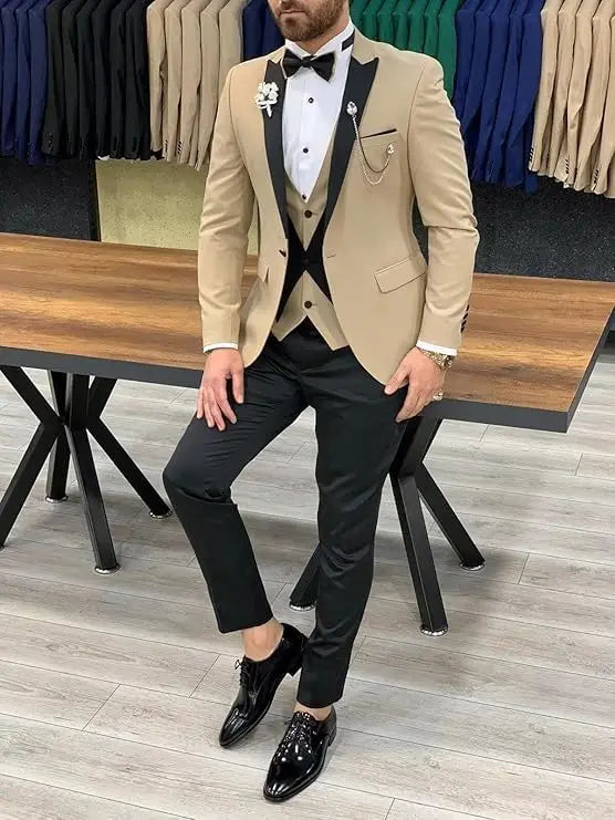 Men's Tuxedo Suit 3 Piece Suits for Men Slim Fit Wedding Prom Tuxedo for Men Formal Business Suit