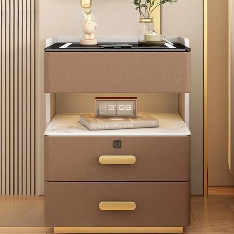 USB-C Hub Bluetooth Speaker Smart Nightstands Modern Design Multi-Functional LED Light Wireless Charging  for Bedroom