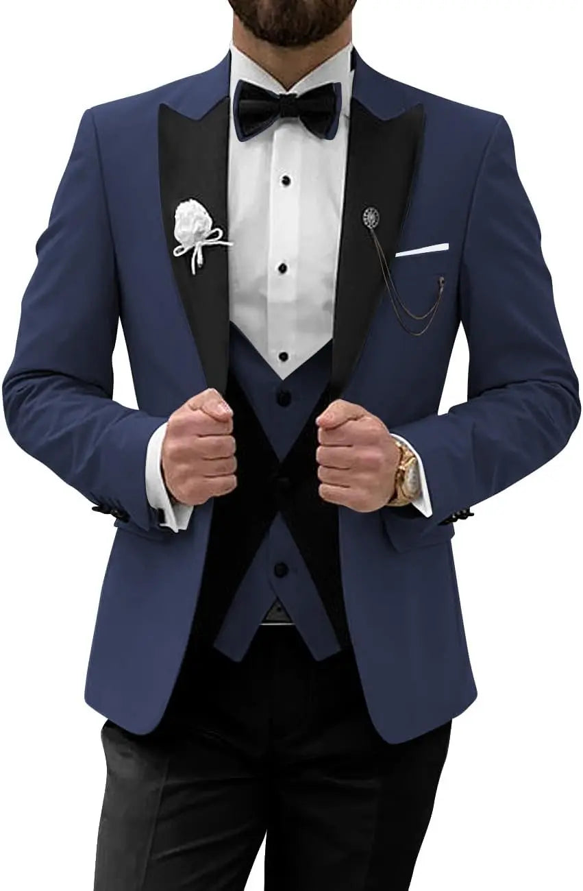 Men's Tuxedo Suit 3 Piece Suits for Men Slim Fit Wedding Prom Tuxedo for Men Formal Business Suit