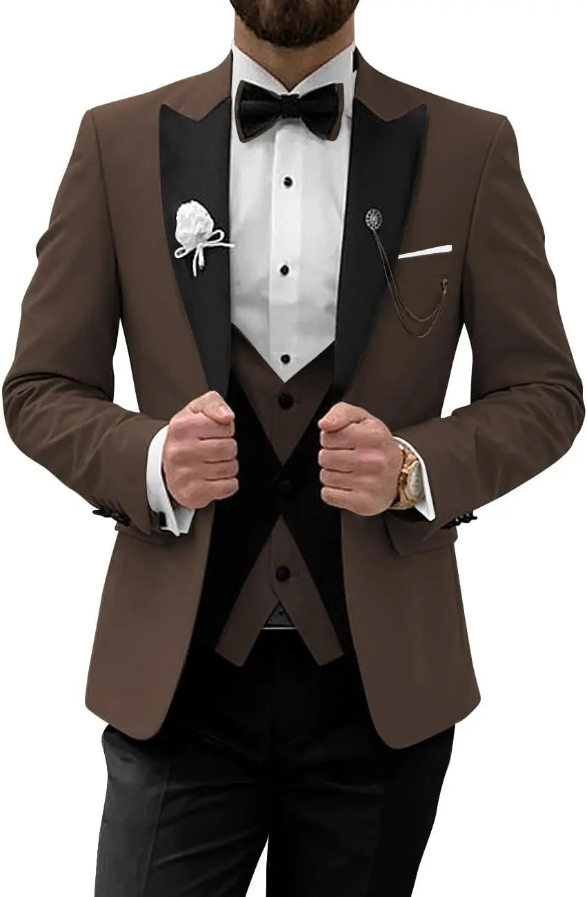 Men's Tuxedo Suit 3 Piece Suits for Men Slim Fit Wedding Prom Tuxedo for Men Formal Business Suit