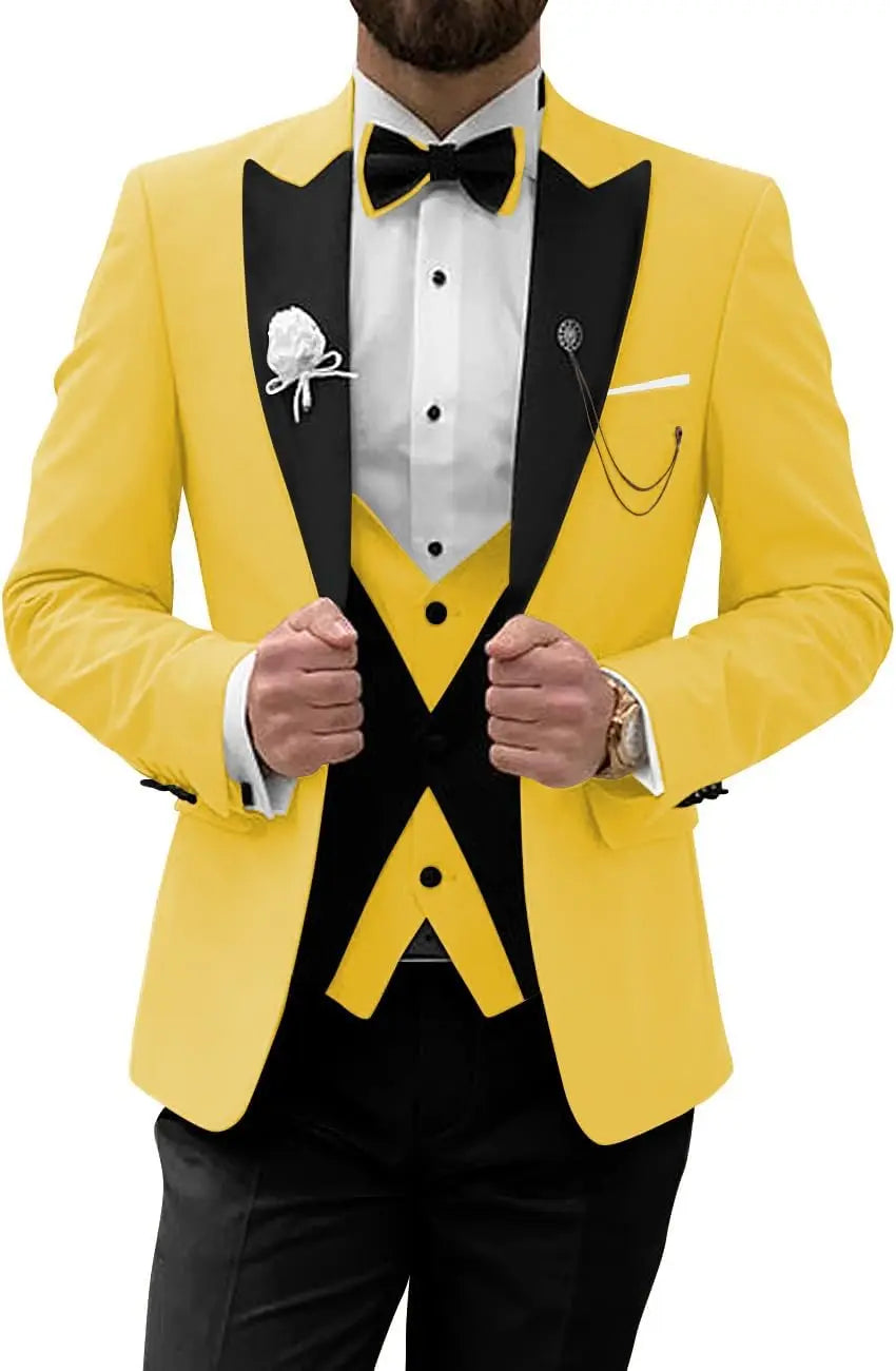 Men's Tuxedo Suit 3 Piece Suits for Men Slim Fit Wedding Prom Tuxedo for Men Formal Business Suit