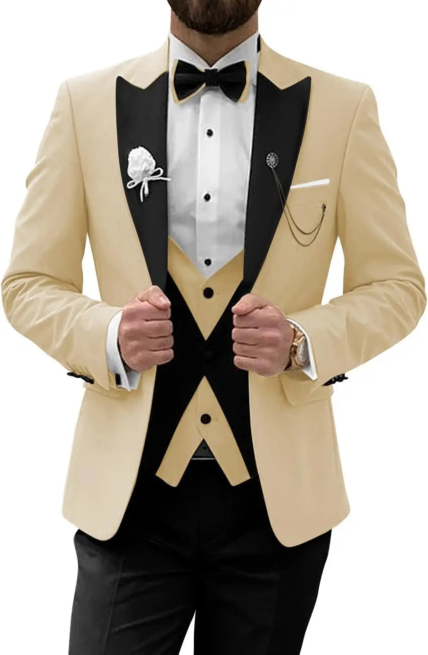 Men's Tuxedo Suit 3 Piece Suits for Men Slim Fit Wedding Prom Tuxedo for Men Formal Business Suit