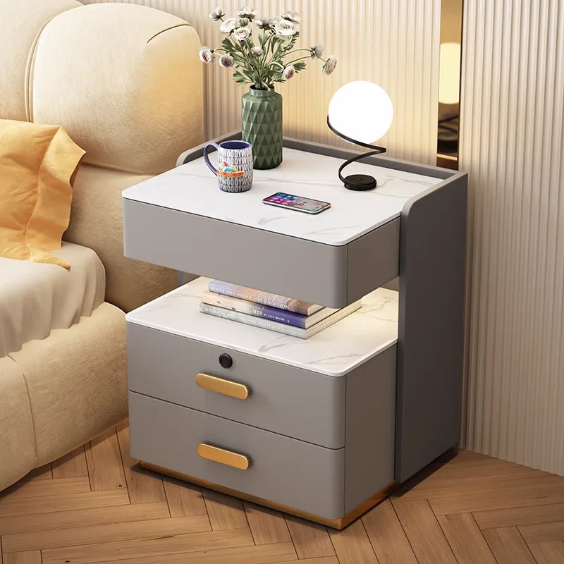 USB-C Hub Bluetooth Speaker Smart Nightstands Modern Design Multi-Functional LED Light Wireless Charging  for Bedroom