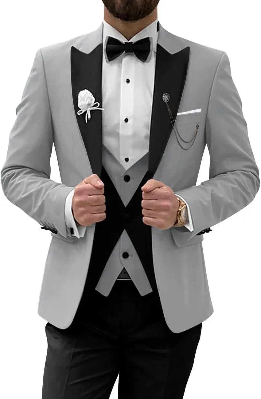 Men's Tuxedo Suit 3 Piece Suits for Men Slim Fit Wedding Prom Tuxedo for Men Formal Business Suit