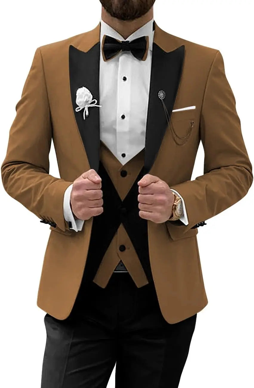 Men's Tuxedo Suit 3 Piece Suits for Men Slim Fit Wedding Prom Tuxedo for Men Formal Business Suit