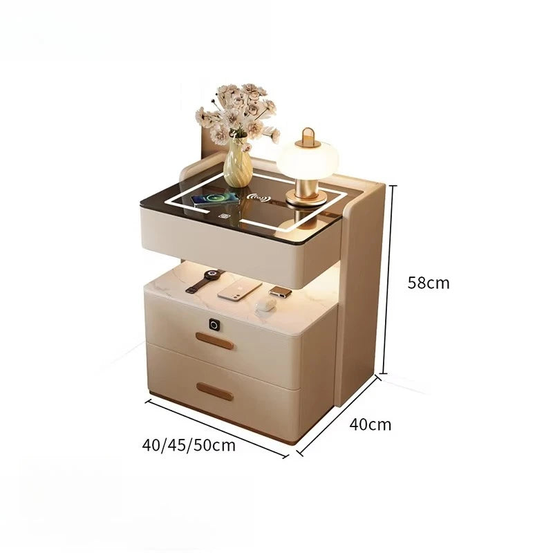 USB-C Hub Bluetooth Speaker Smart Nightstands Modern Design Multi-Functional LED Light Wireless Charging  for Bedroom