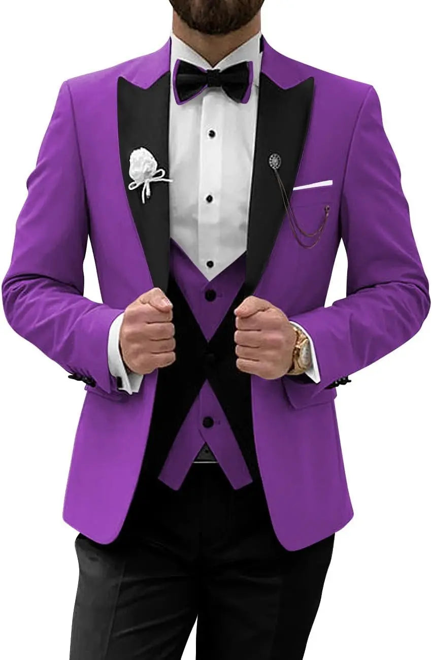Men's Tuxedo Suit 3 Piece Suits for Men Slim Fit Wedding Prom Tuxedo for Men Formal Business Suit