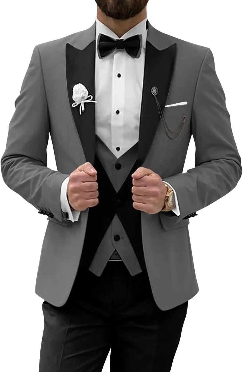 Men's Tuxedo Suit 3 Piece Suits for Men Slim Fit Wedding Prom Tuxedo for Men Formal Business Suit